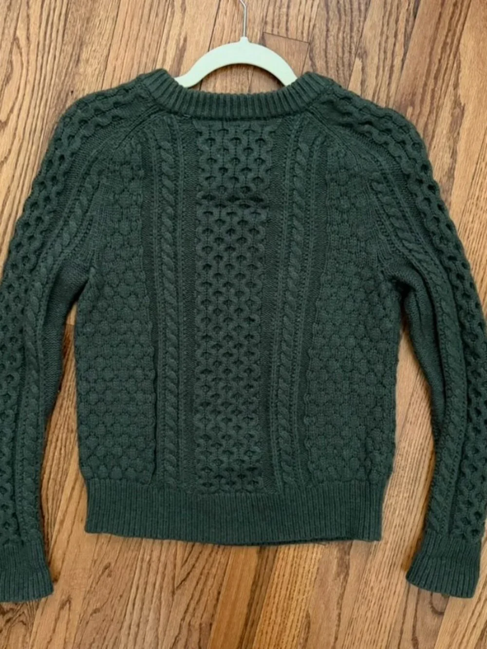Women's J. Crew Popcorn Cable Knit Green Crew Neck Sweater, size: XS